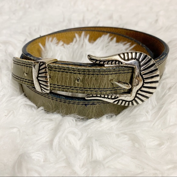 Accessories - Leather olive green western belt ML